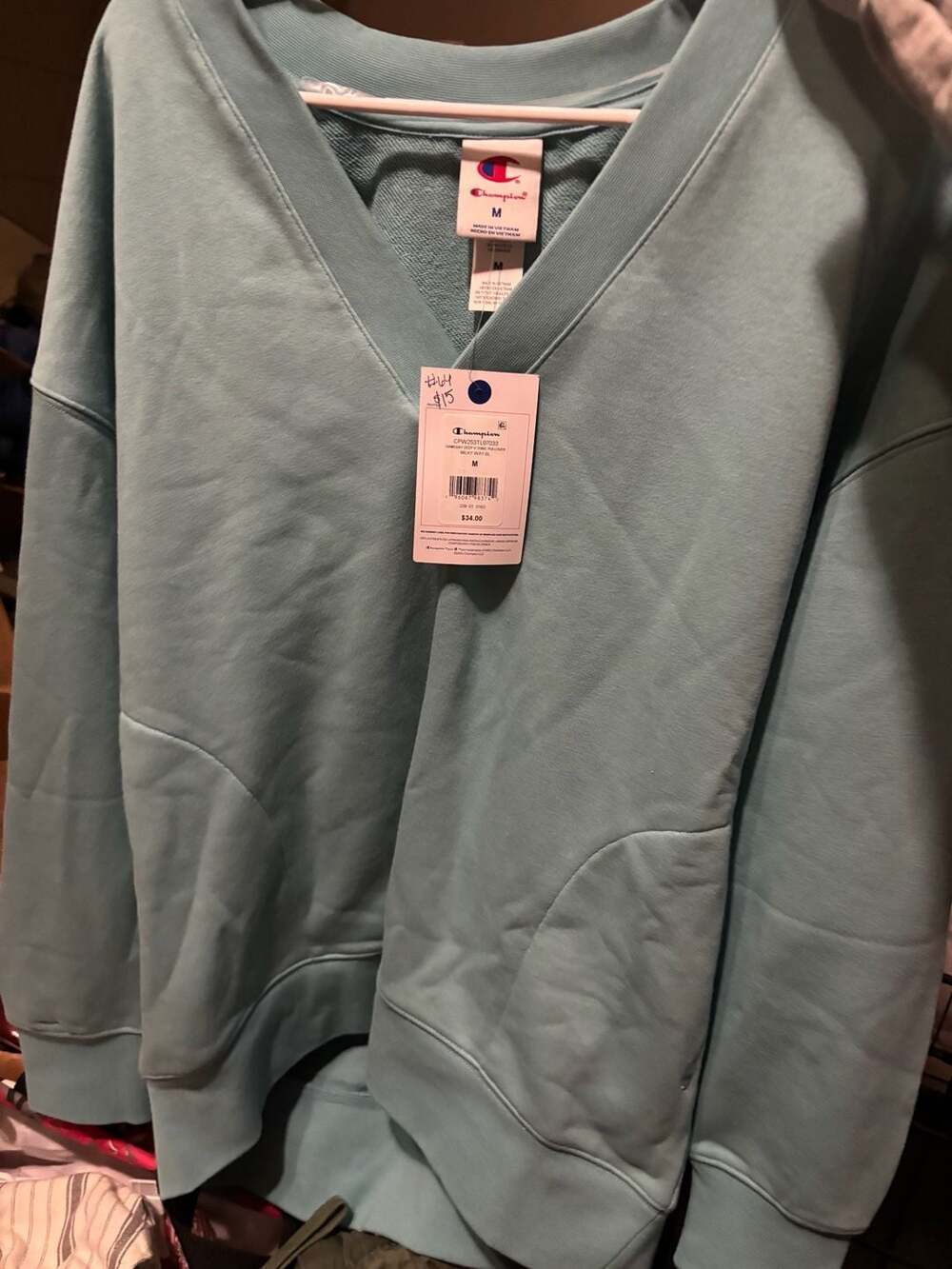 Champion Gameday Deep V Tunic Pullover Sweatshirt Milky Way Blue